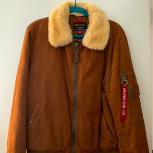 Alpha Industries Bomber Jacket with Faux Fur Size XL